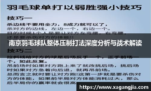 南京羽毛球队整体压制打法深度分析与战术解读